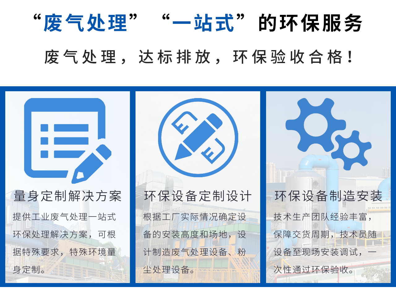 “廢氣處理，達標排放，環(huán)保驗收合格！